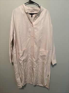 Eileen Fisher Tencel Linen Jacket size large button down color bone  NEW